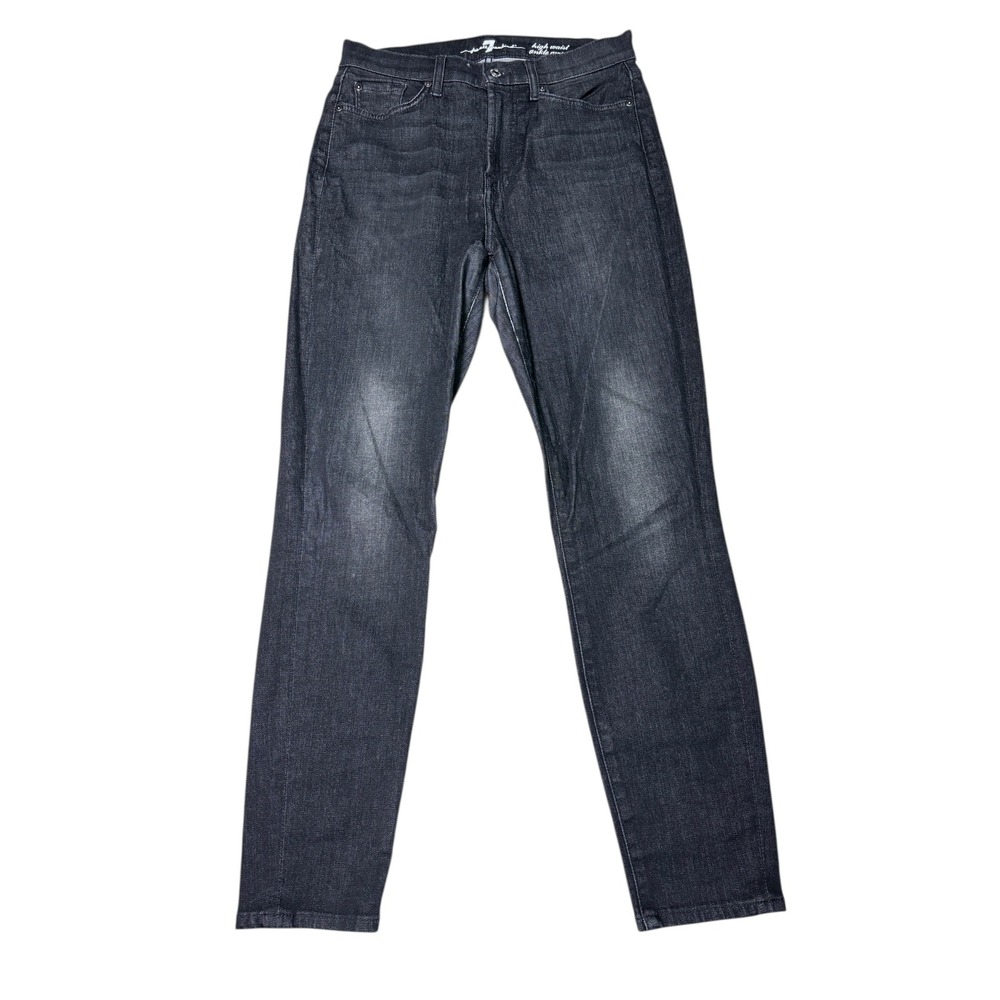 Seven For All Mankind High Waist Ankle Gwenevere Black Denim Jeans Size 28‎